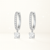 1.2 Carats - Round Diamond Hoop Earrings - 18k White Gold