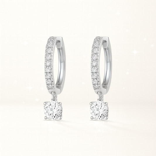 1.2ct Round Diamond Hoop Earrings - 18k White Gold