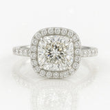 1.5 Carat Cushion Lab-Grown Diamond Halo Engagement Ring  18K White Gold