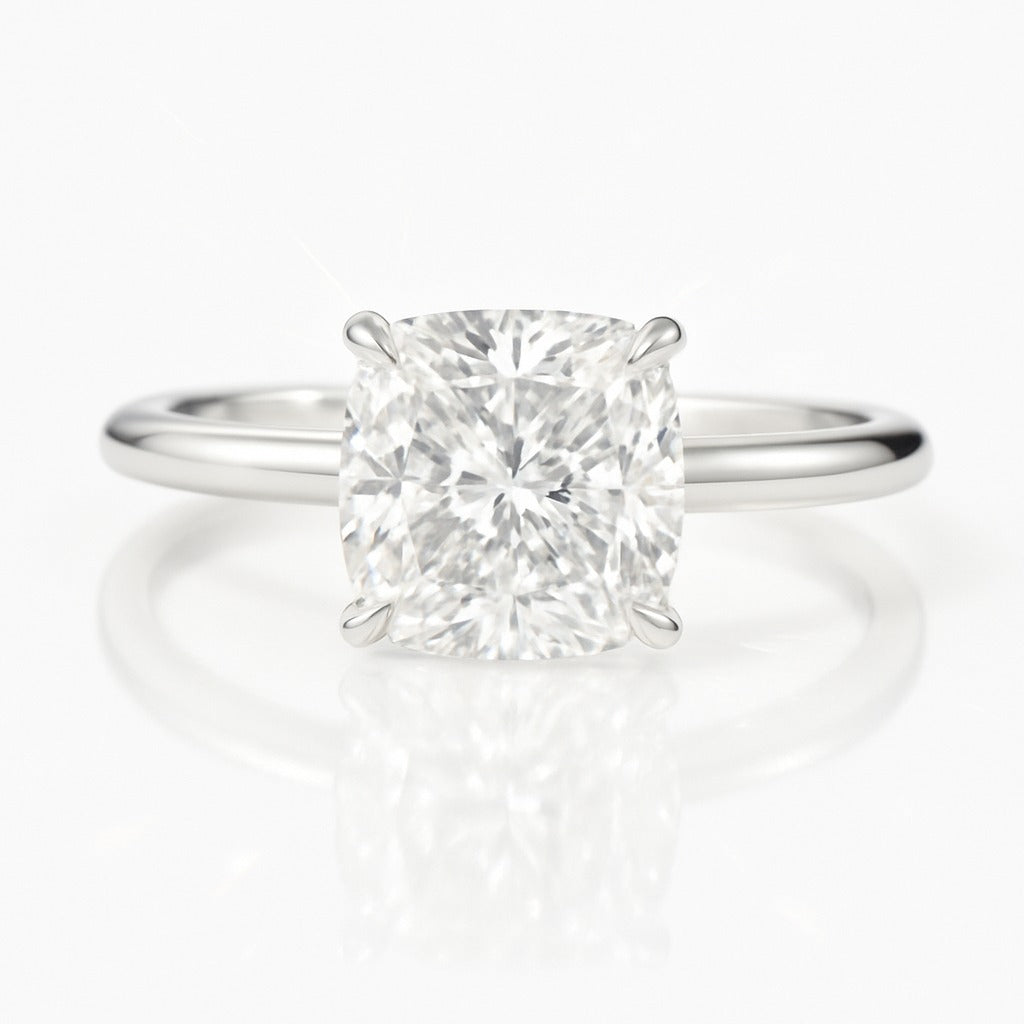 1.5 Carat Cushion Lab-Grown Diamond Solitaire Engagement Ring 18k Yellow Gold