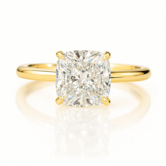 1.5 Carat Cushion Lab-Grown Diamond Solitaire Engagement Ring 18k Yellow Gold