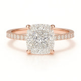 1.5 Carat Lab-Grown Cushion Diamond Band Engagement Ring - 18k White Gold
