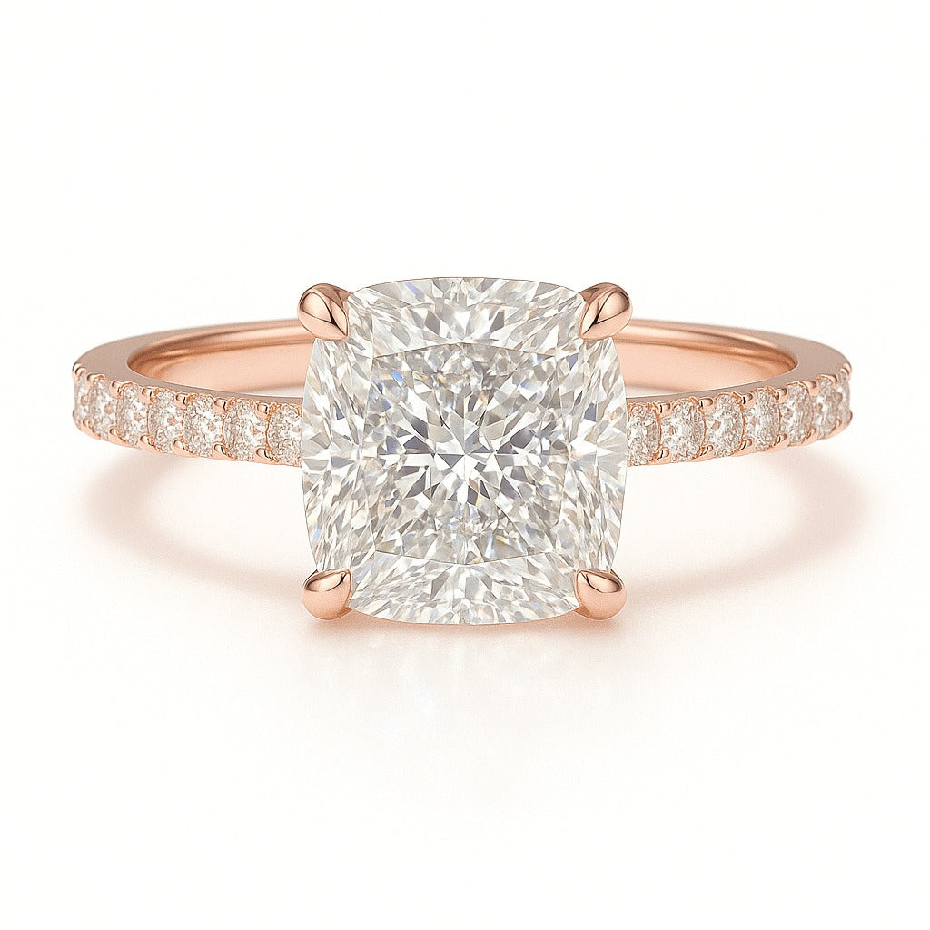 1.5 Carat Lab-Grown Cushion Diamond Band Engagement Ring - 18k White Gold