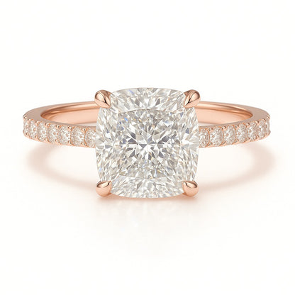 1.5 Carat Lab-Grown Cushion Diamond Band Engagement Ring - 18k White Gold