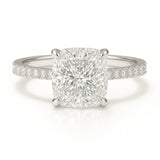 1.5 Carat Lab-Grown Cushion Diamond Band Engagement Ring - 18k White Gold