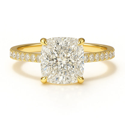 1.5 Carat Lab-Grown Cushion Diamond Band Engagement Ring - 18k White Gold