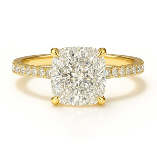 1.5 Carat Lab-Grown Cushion Diamond Band Engagement Ring - 18k White Gold