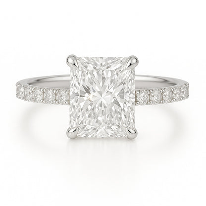 1.5 Carat Lab-Grown Diamond Band Engagement Ring 18K White Gold – Radiant Cut