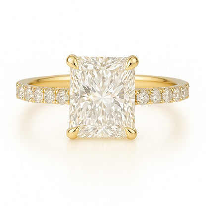 1.5 Carat Lab-Grown Diamond Band Engagement Ring 18K White Gold – Radiant Cut