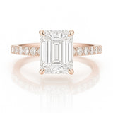 1.5 Carat Lab-Grown Emerald Cut Diamond Band Engagement Ring - 18K White Gold