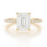 1.5 Carat Lab-Grown Emerald Cut Diamond Band Engagement Ring - 18K White Gold