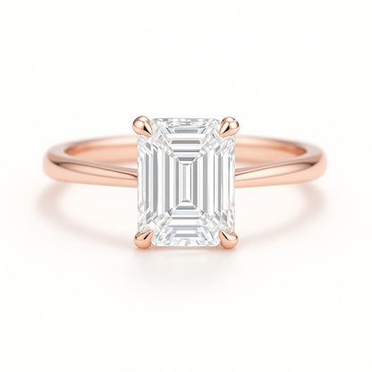 1.5 Carat Lab-Grown Emerald Cut Diamond Solitaire Engagement Ring - 18k Yellow Gold