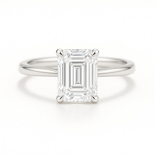 1.5 Carat Lab-Grown Emerald Cut Diamond Solitaire Engagement Ring - 18k Yellow Gold