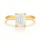 1.5 Carat Lab-Grown Emerald Cut Diamond Solitaire Engagement Ring - 18k Yellow Gold