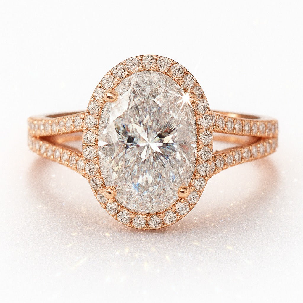 1.5 Carat Lab-Grown Halo Engagement Ring – Oval Diamond