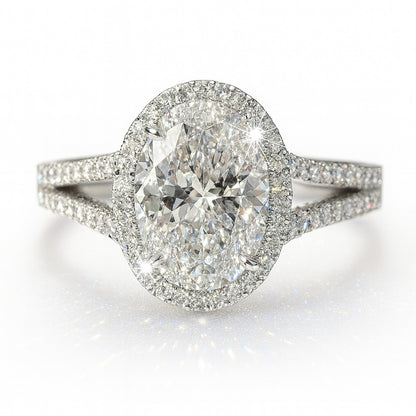 1.5 Carat Lab-Grown Halo Engagement Ring – Oval Diamond