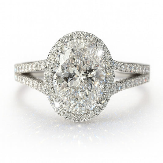 1.5 Carat Lab-Grown Halo Engagement Ring – Oval Diamond