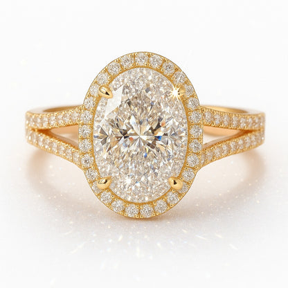 1.5 Carat Lab-Grown Halo Engagement Ring – Oval Diamond