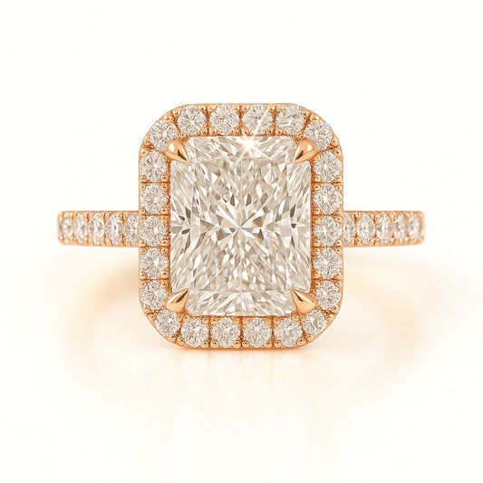 1.5 Carat Lab-Grown Halo Engagement Ring Radiant Cut Diamond – 18K White Gold