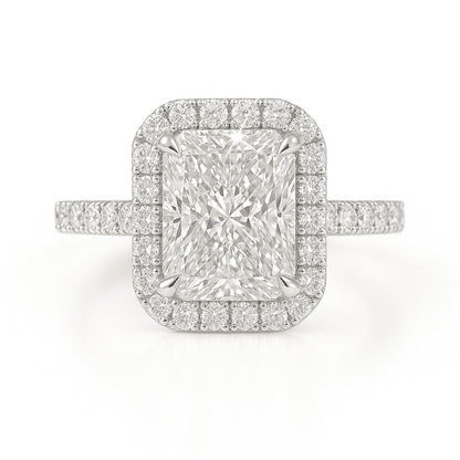 1.5 Carat Lab-Grown Halo Engagement Ring Radiant Cut Diamond – 18K White Gold