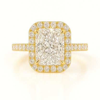 1.5 Carat Lab-Grown Halo Engagement Ring Radiant Cut Diamond – 18K White Gold