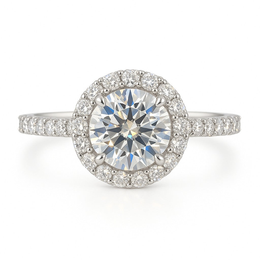 1.5 Carat Lab-Grown Halo Engagement Ring – Round Diamond