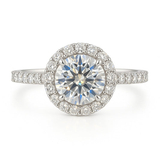1.5 Carat Lab-Grown Halo Engagement Ring – Round Diamond