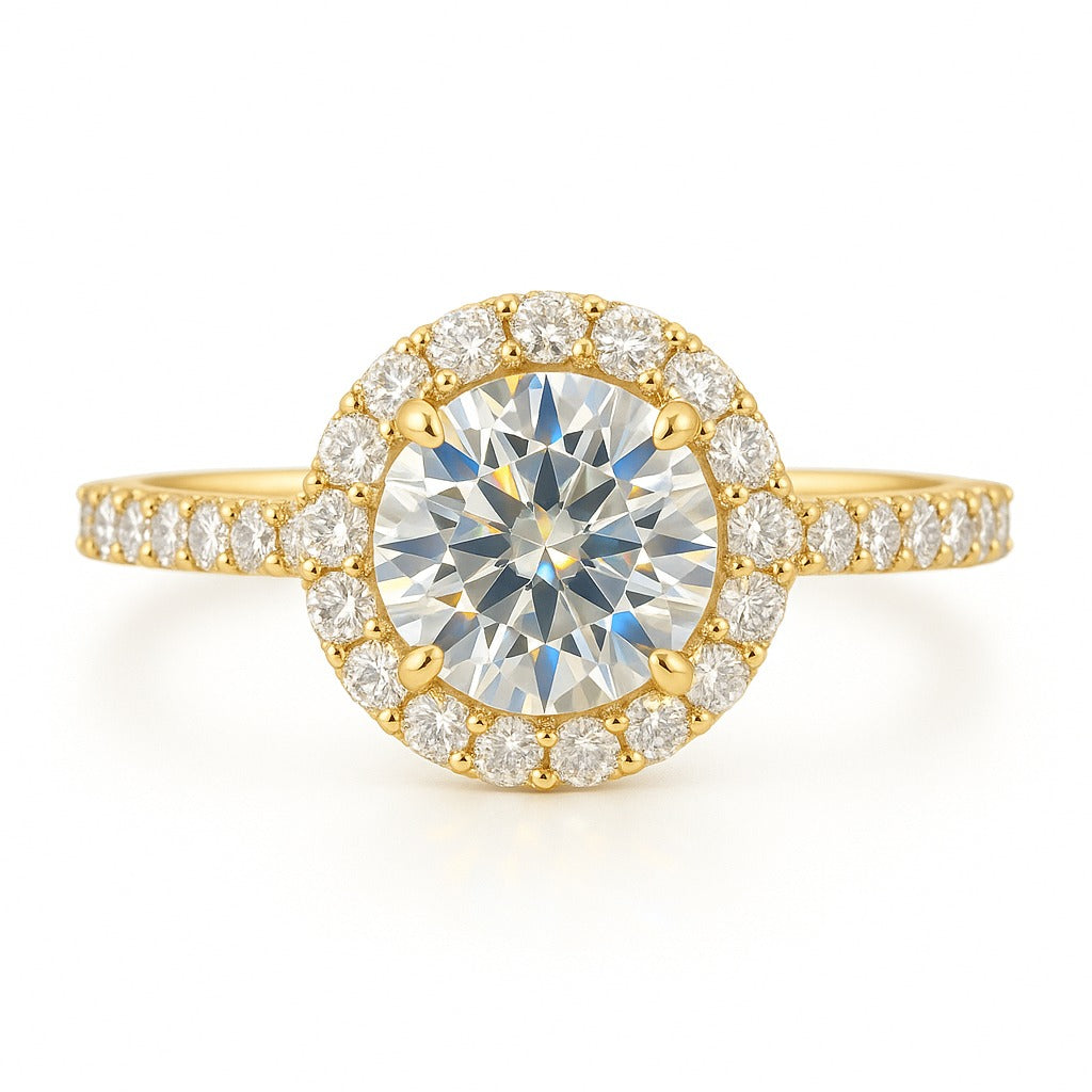 1.5 Carat Lab-Grown Halo Engagement Ring – Round Diamond