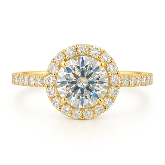 1.5 Carat Lab-Grown Halo Engagement Ring – Round Diamond