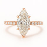 1.5 Carat Lab-Grown Marquise Diamond Band Engagement Ring  - 18k Yellow Gold