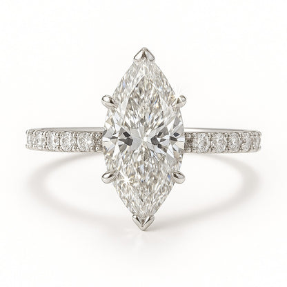 1.5 Carat Lab-Grown Marquise Diamond Band Engagement Ring  - 18k Yellow Gold