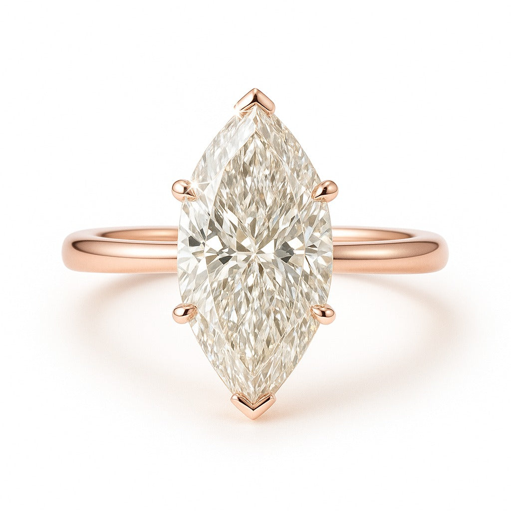 1.5 Carat Lab-Grown Marquise Diamond Solitaire Engagement Ring - 18k White Gold