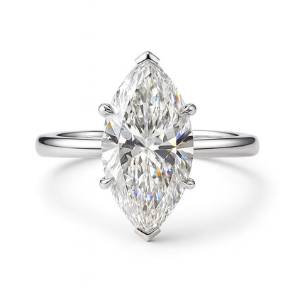 1.5 Carat Lab-Grown Marquise Diamond Solitaire Engagement Ring - 18k White Gold