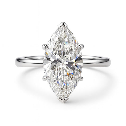 1.5 Carat Lab-Grown Marquise Diamond Solitaire Engagement Ring - 18k White Gold
