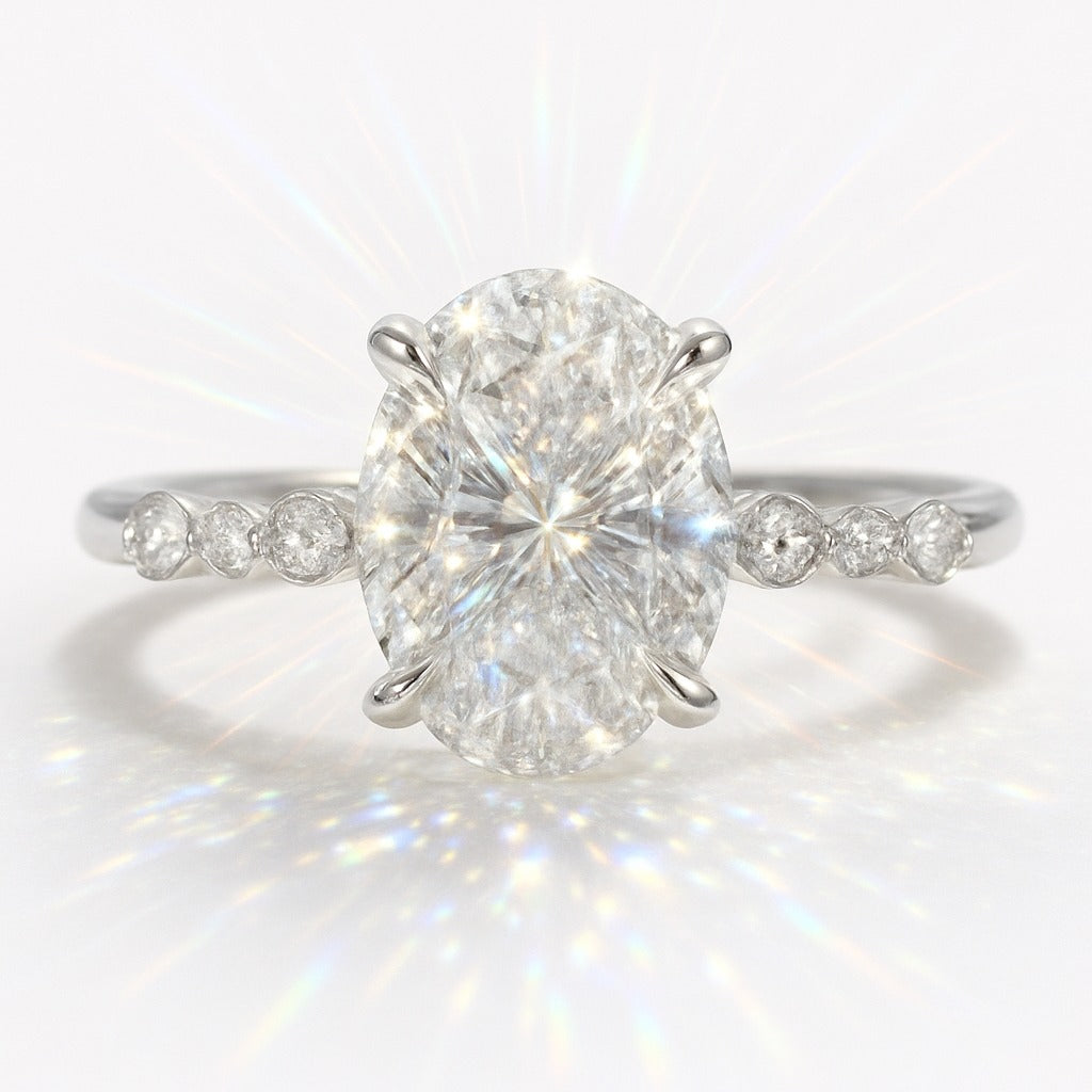 1.5 Carat Lab-Grown Oval Diamond Band Engagement Ring