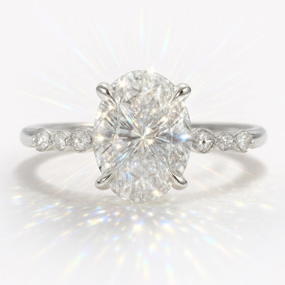 1.5 Carat Lab-Grown Oval Diamond Band Engagement Ring
