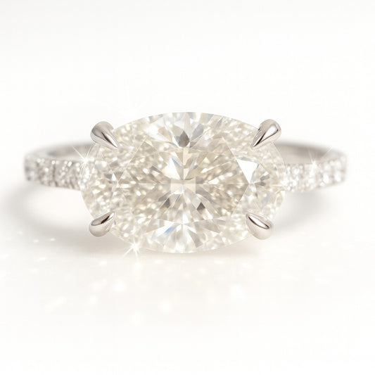 1.5 Carat Lab-Grown Oval Diamond Band Engagement Ring