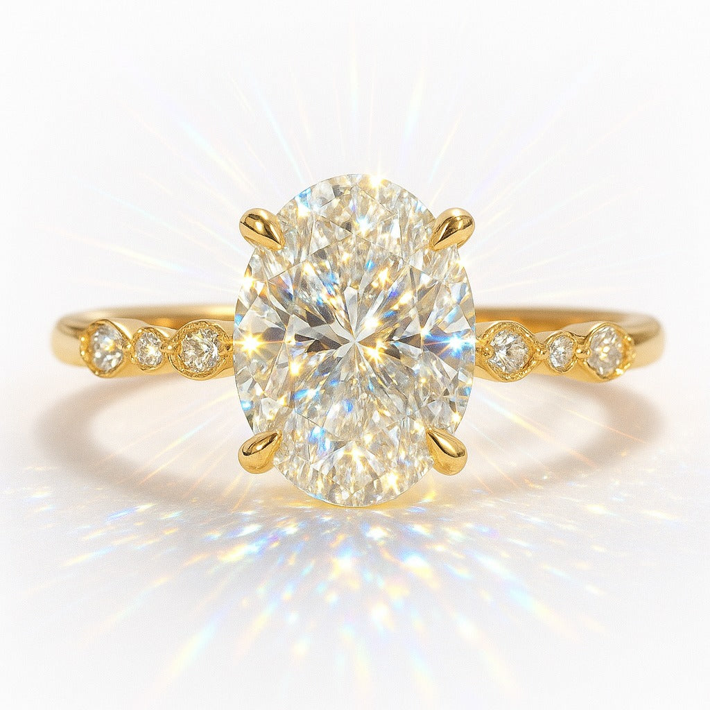 1.5 Carat Lab-Grown Oval Diamond Band Engagement Ring