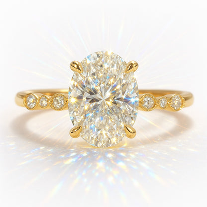 1.5 Carat Lab-Grown Oval Diamond Band Engagement Ring