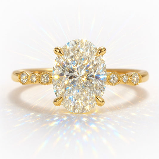 1.5 Carat Lab-Grown Oval Diamond Band Engagement Ring