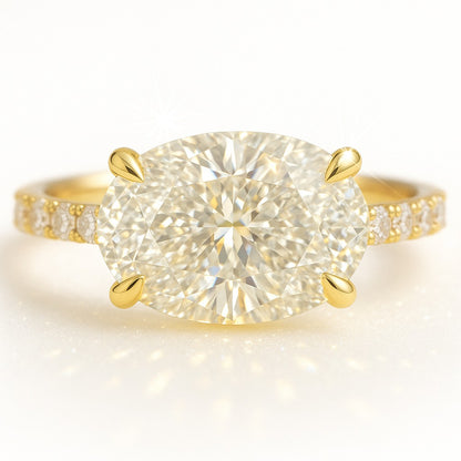 1.5 Carat Lab-Grown Oval Diamond Band Engagement Ring