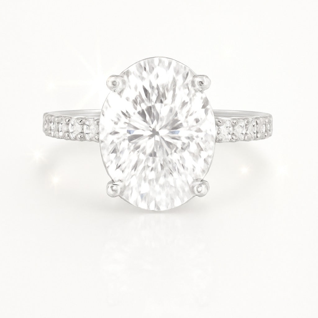 1.5 Carat Lab-Grown Oval Diamond Band Engagement Ring