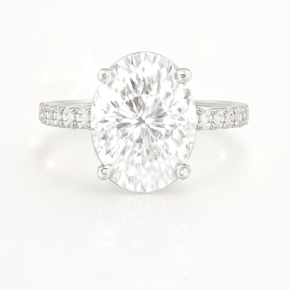 1.5 Carat Lab-Grown Oval Diamond Band Engagement Ring