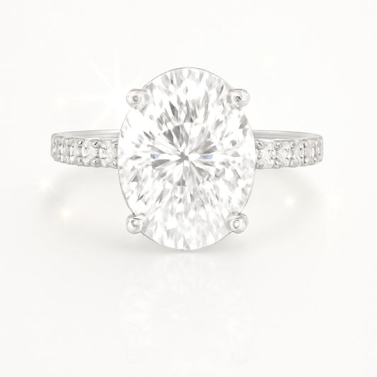 1.5 Carat Lab-Grown Oval Diamond Band Engagement Ring