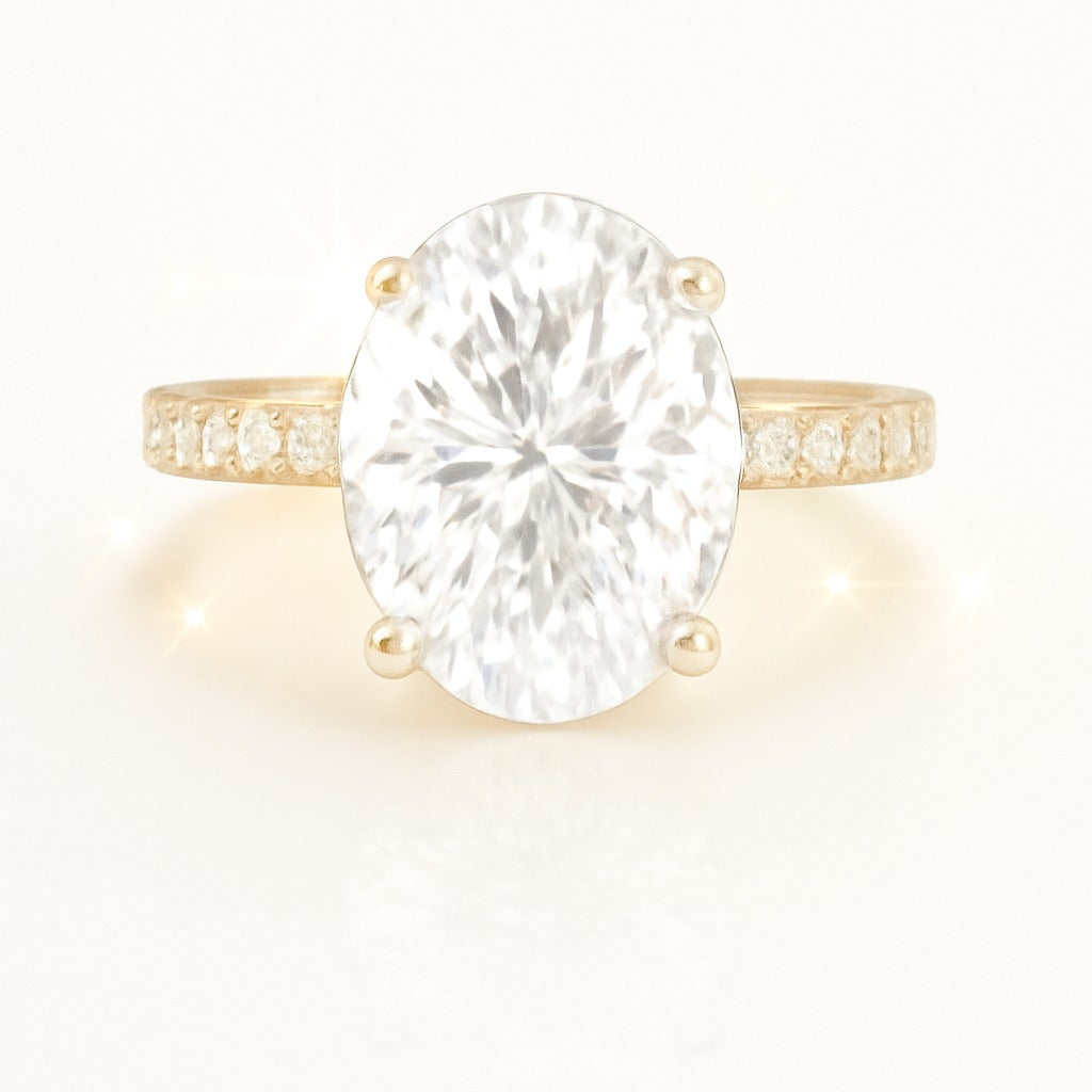 1.5 Carat Lab-Grown Oval Diamond Band Engagement Ring