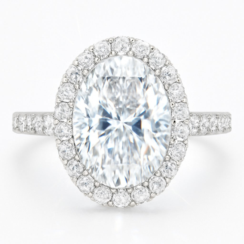 1.5 Carat Lab-Grown Oval Diamond Halo Engagement Ring