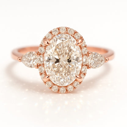 1.5 Carat Lab-Grown Oval Diamond Trilogy Engagement Ring