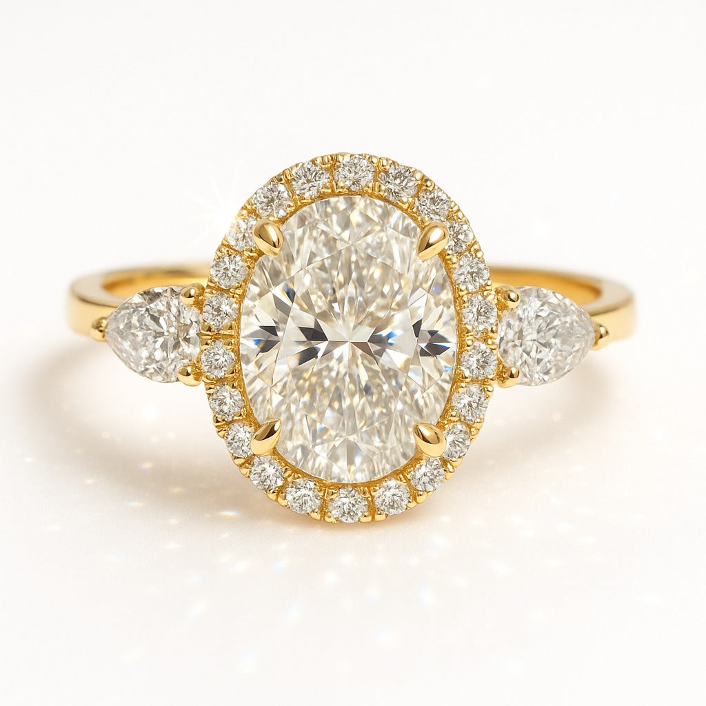 1.5 Carat Lab-Grown Oval Diamond Trilogy Engagement Ring