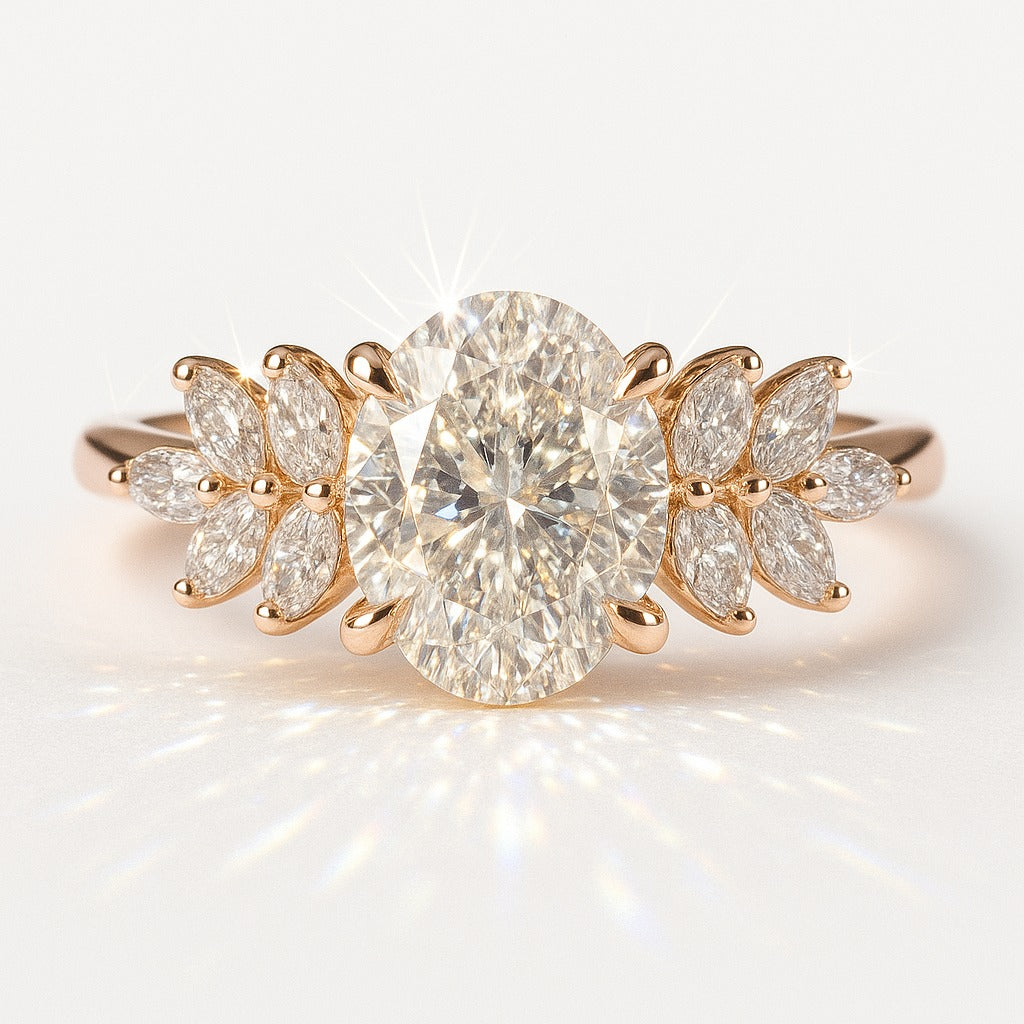 1.5 Carat Lab-Grown Oval Trilogy Engagement Ring