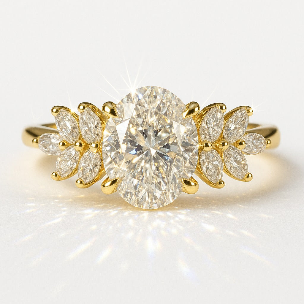 1.5 Carat Lab-Grown Oval Trilogy Engagement Ring